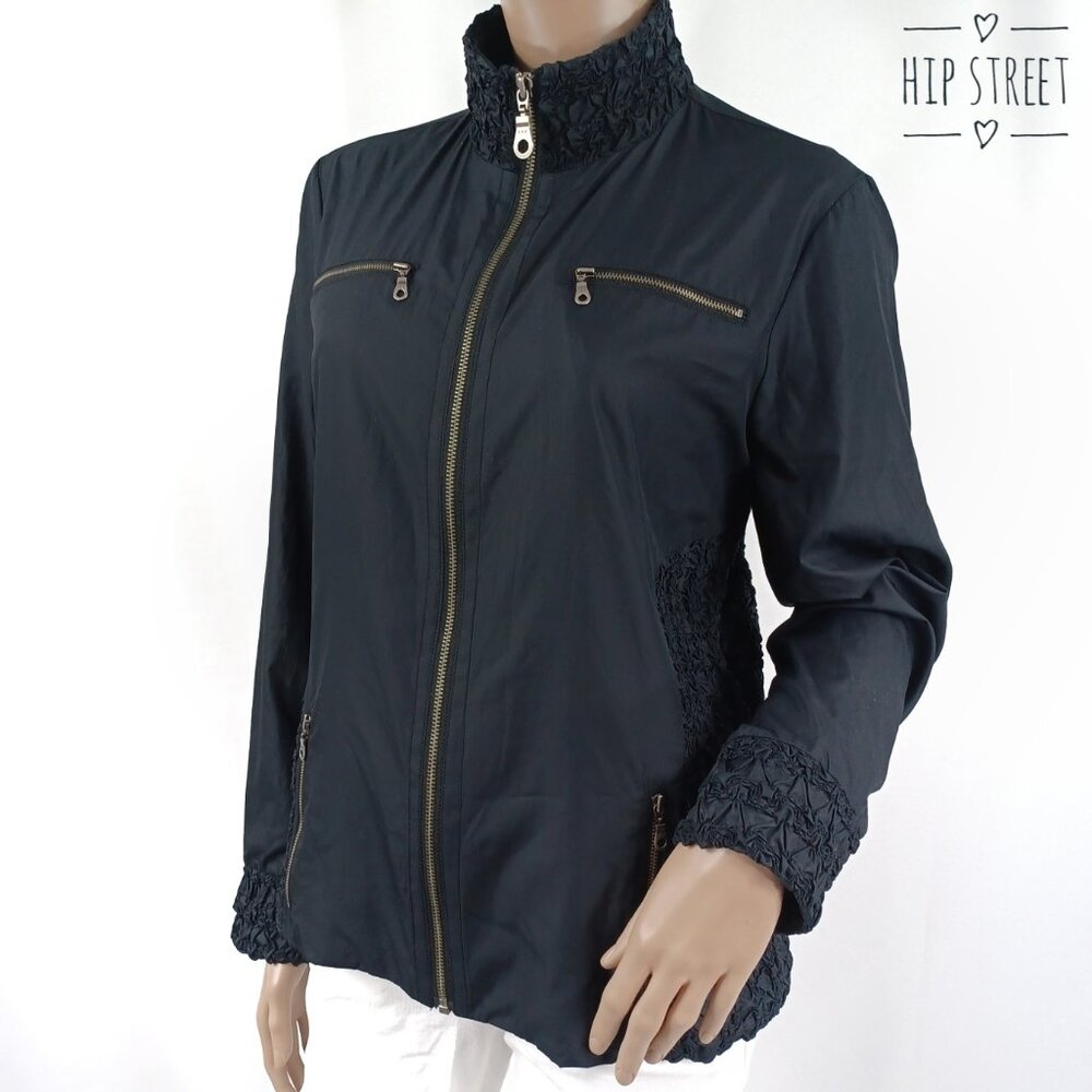 SOMA Zip Front Smocked Ruched Panels Jacket L
